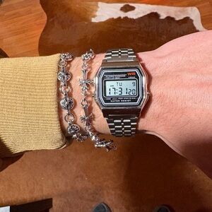 Digital Silver Watch Casio Style 2000s Vintage